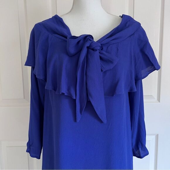 19 Cooper Boat Neck Off Shoulder Rayon Mini Dress Blue Small NWT - Picture 3 of 7